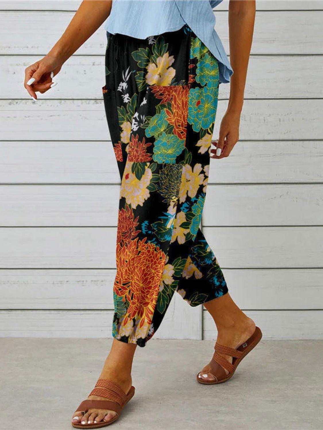 Printed Tied Cropped Pants - Clothes For Her Online Store