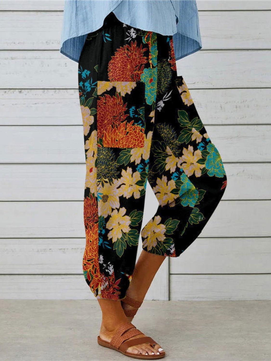 Printed Tied Cropped Pants - Clothes For Her Online Store