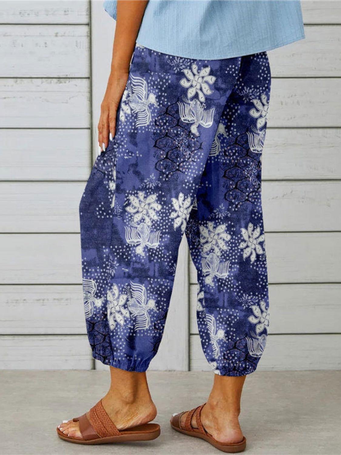 Printed Tied Cropped Pants - Clothes For Her Online Store