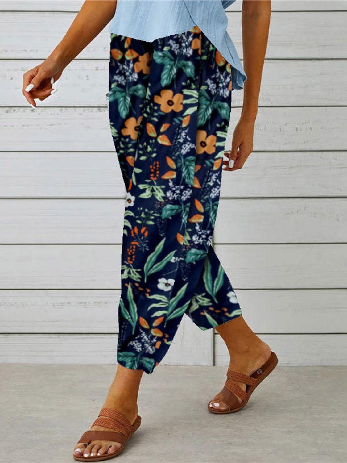 Printed Tied Cropped Pants - Clothes For Her Online Store