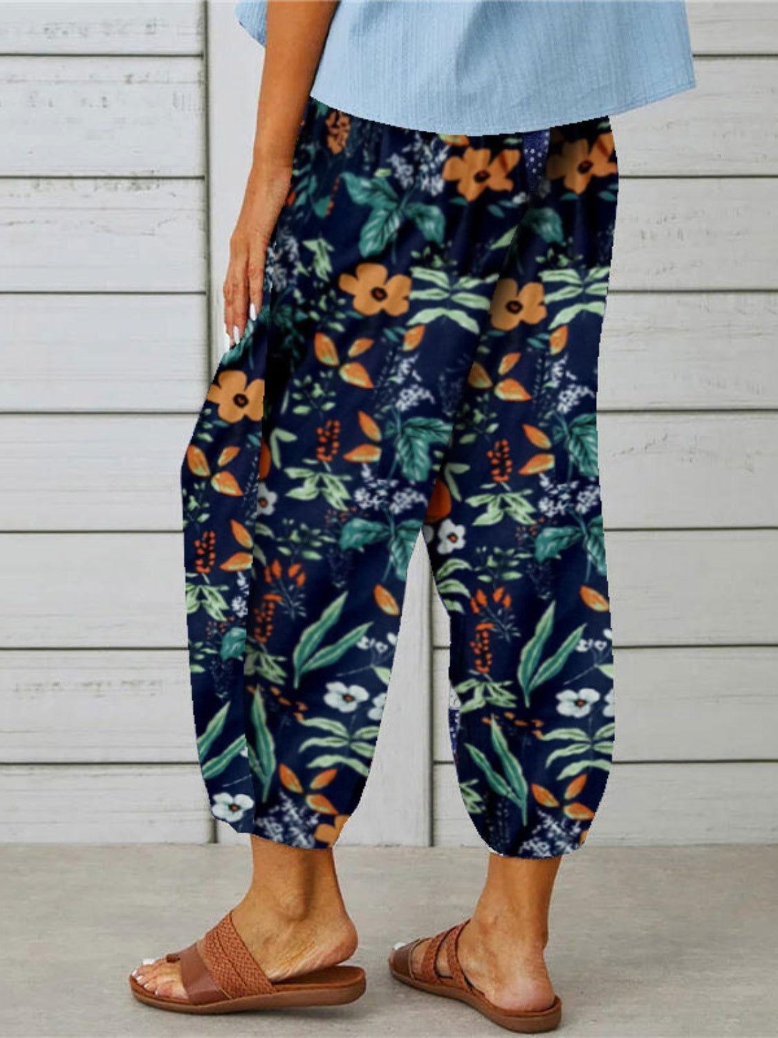 Printed Tied Cropped Pants - Clothes For Her Online Store