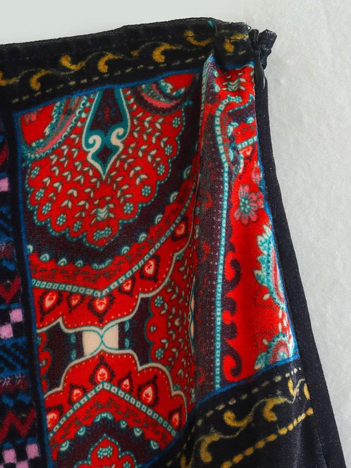 Printed Zip Mini Skirt - Clothes For Her Online Store