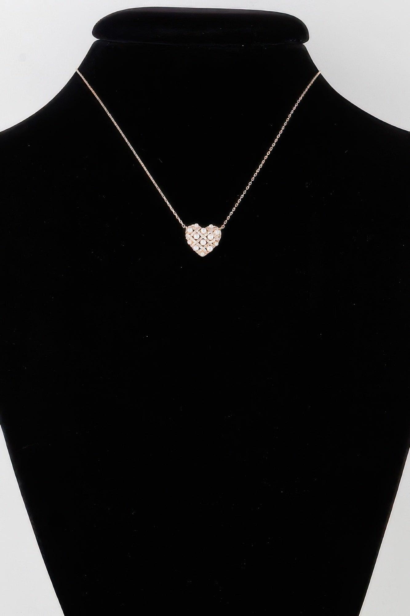 Quilted Pearl Heart Necklace - Clothes For Her Online Store