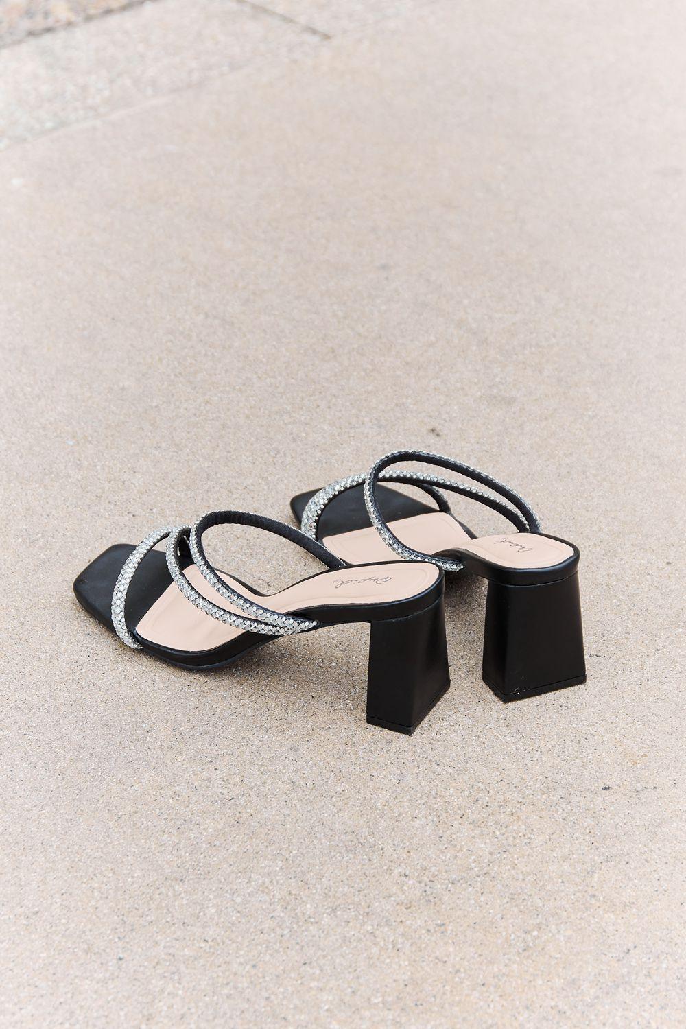 Qupid Level Up Rhinestone Strap Heels - Clothes For Her Online Store