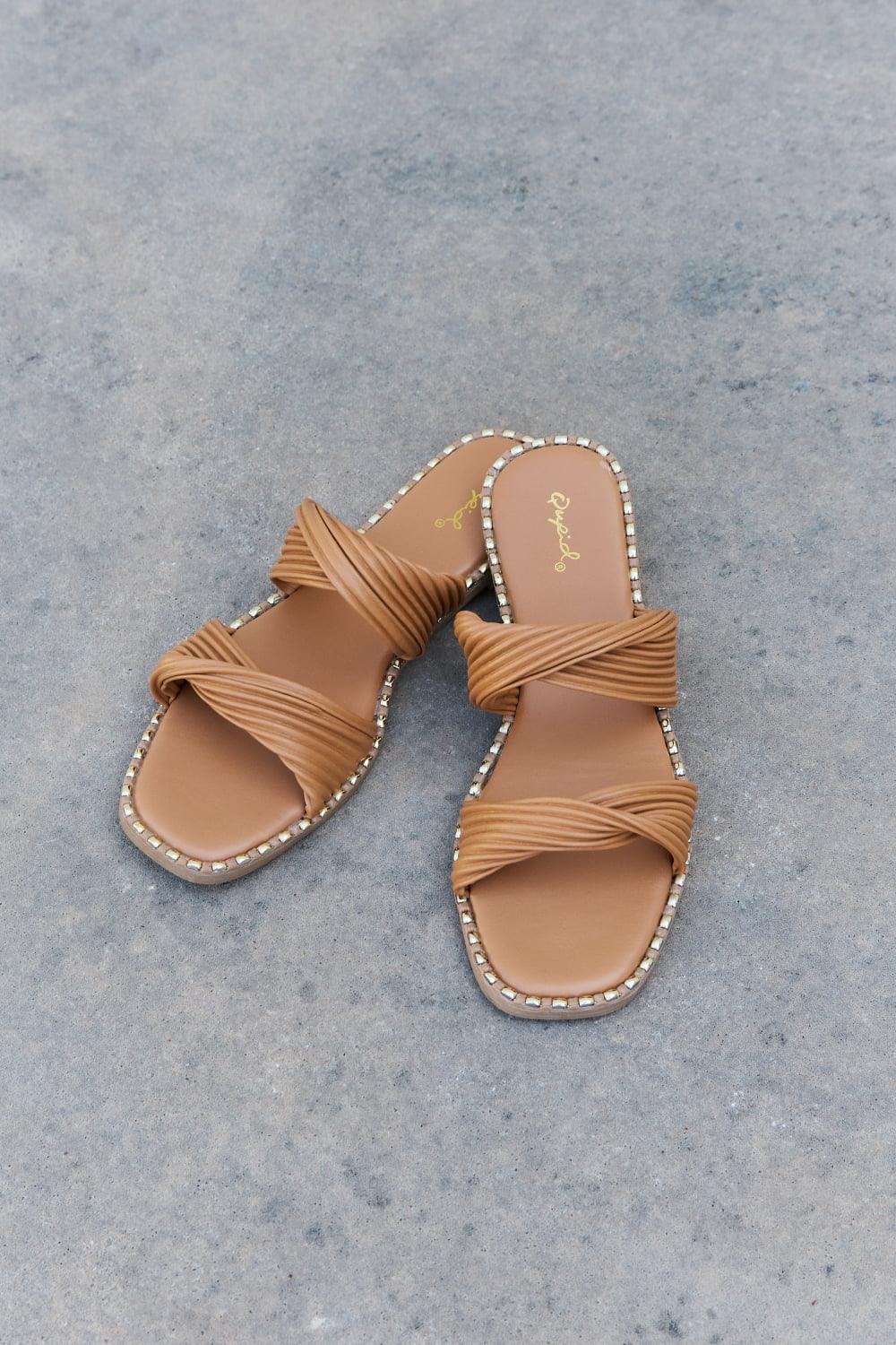 Qupid Summertime Fine Double Strap Twist Sandals - Clothes For Her Online Store