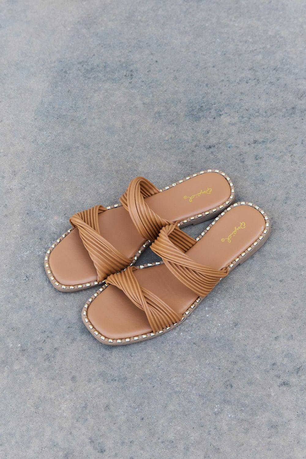Qupid Summertime Fine Double Strap Twist Sandals - Clothes For Her Online Store