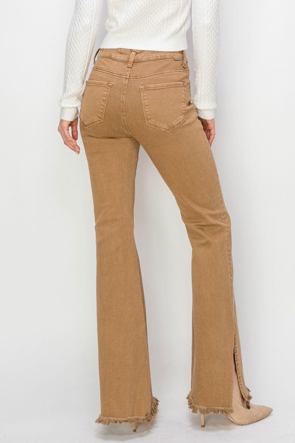RISEN Bailey Full Size High Waist Side Slit Flare Jeans - Clothes For Her Online Store
