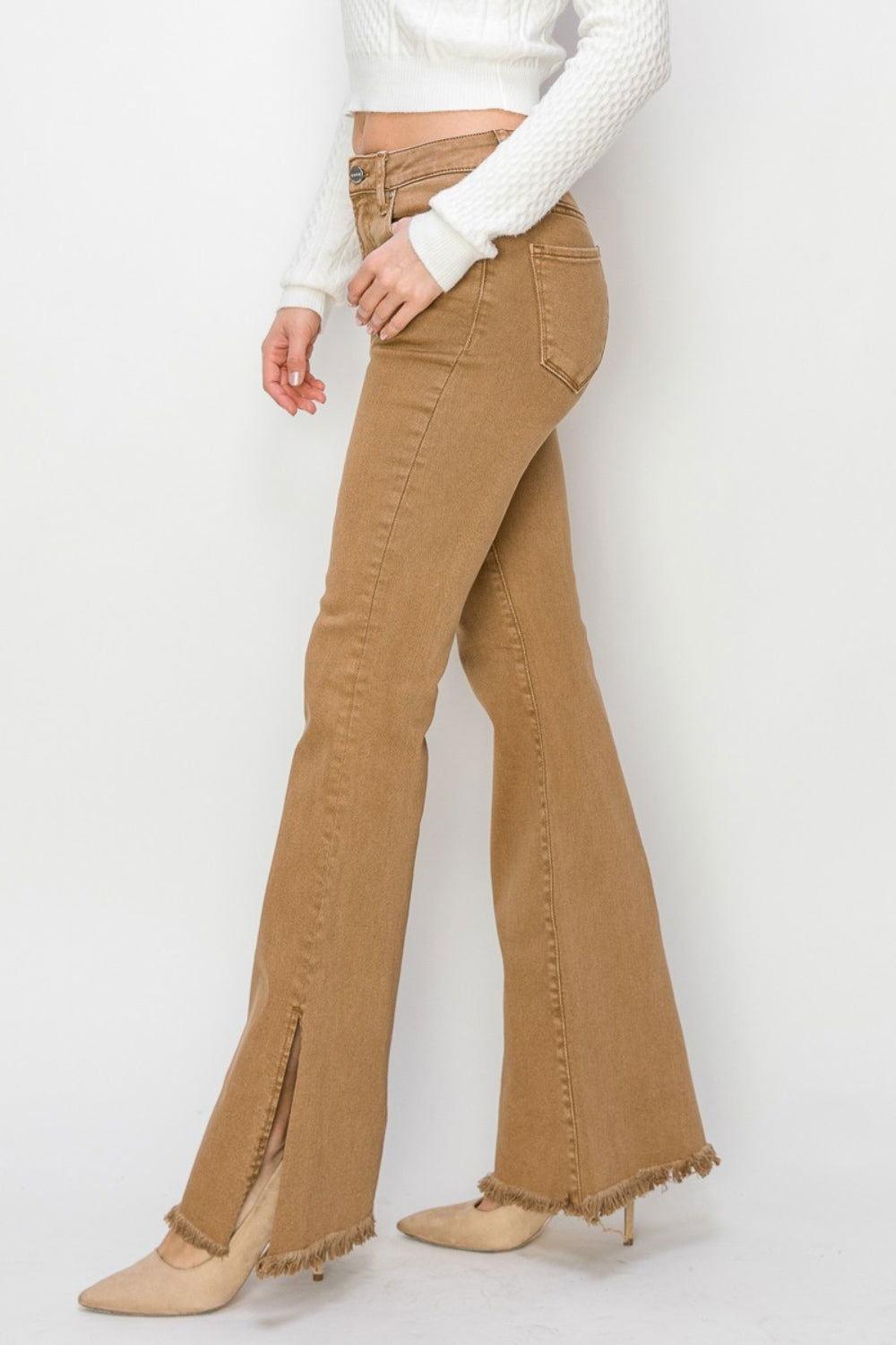 RISEN Bailey Full Size High Waist Side Slit Flare Jeans - Clothes For Her Online Store
