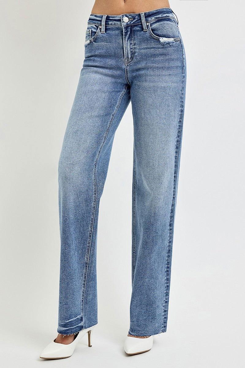 RISEN Full Size High Rise Straight Leg Jeans with Pockets - Clothes For Her Online Store