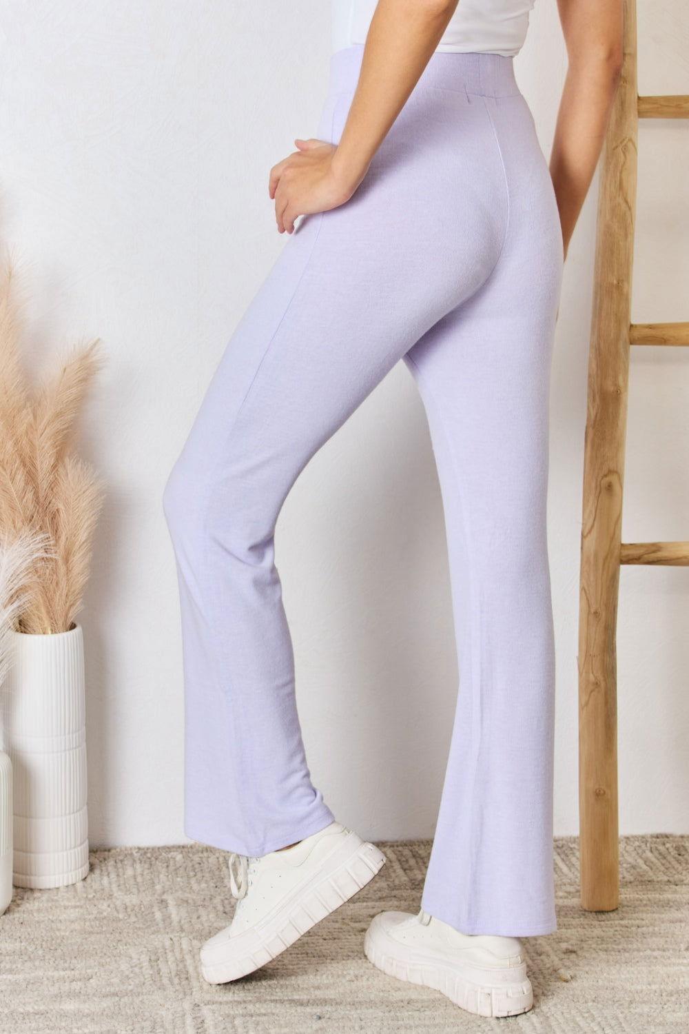 RISEN Full Size High Waist Ultra Soft Knit Flare Pants - Clothes For Her Online Store