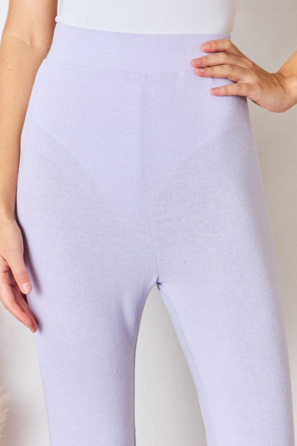 RISEN Full Size High Waist Ultra Soft Knit Flare Pants - Clothes For Her Online Store