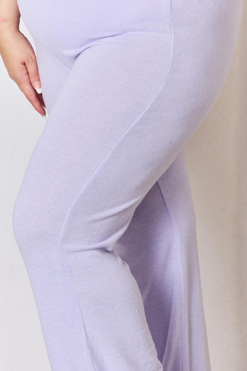RISEN Full Size High Waist Ultra Soft Knit Flare Pants - Clothes For Her Online Store