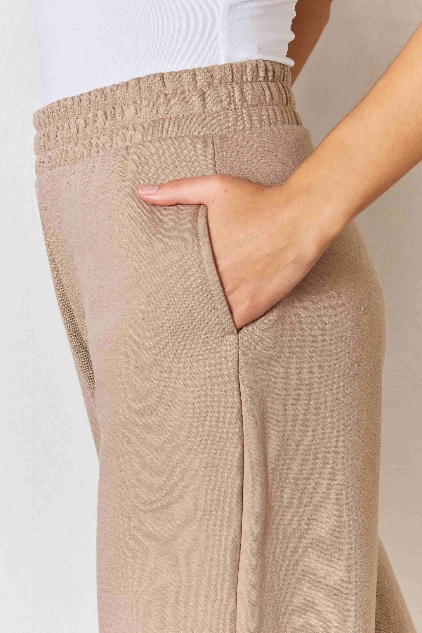 RISEN Wide Waistband Slit Wide Leg Pants - Clothes For Her Online Store