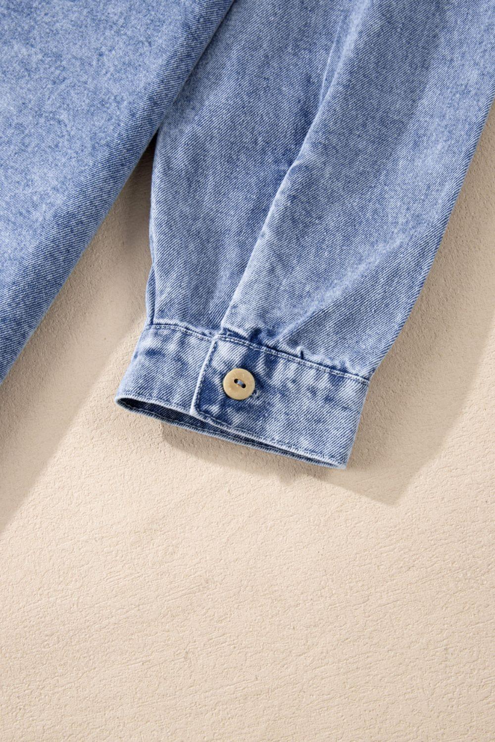 Raw Hem Button Down Long Sleeve Denim Dress - Clothes For Her Online Store