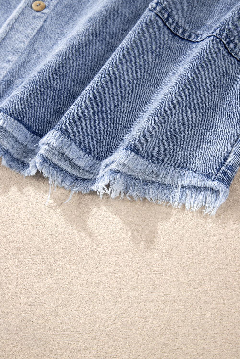 Raw Hem Button Down Long Sleeve Denim Dress - Clothes For Her Online Store