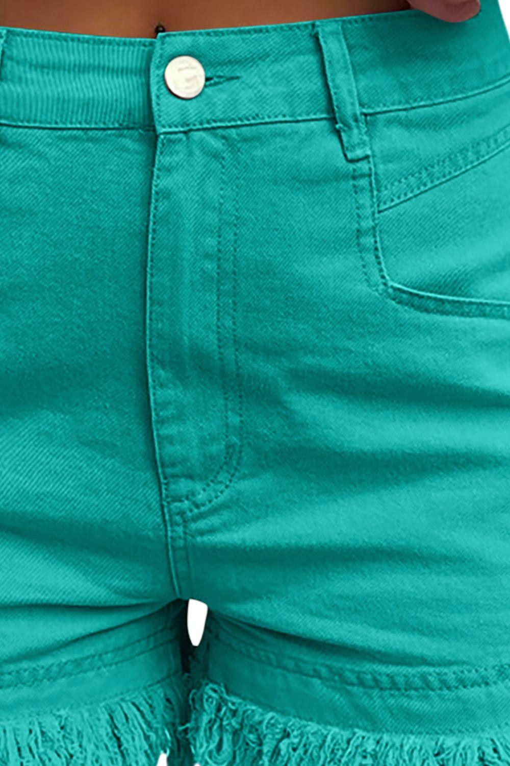 Raw Hem High Waist Denim Shorts - Clothes For Her Online Store