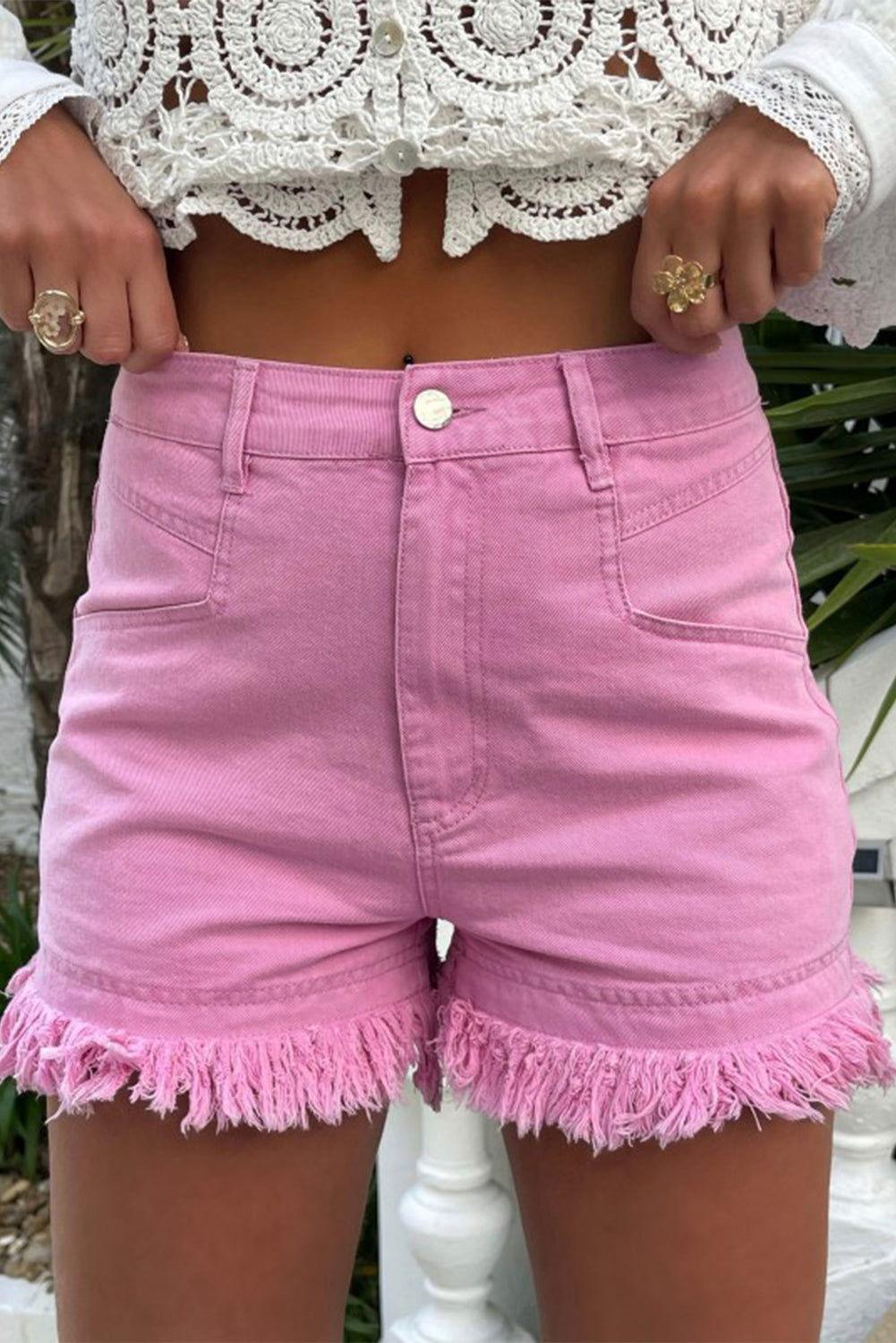 Raw Hem High Waist Denim Shorts - Clothes For Her Online Store