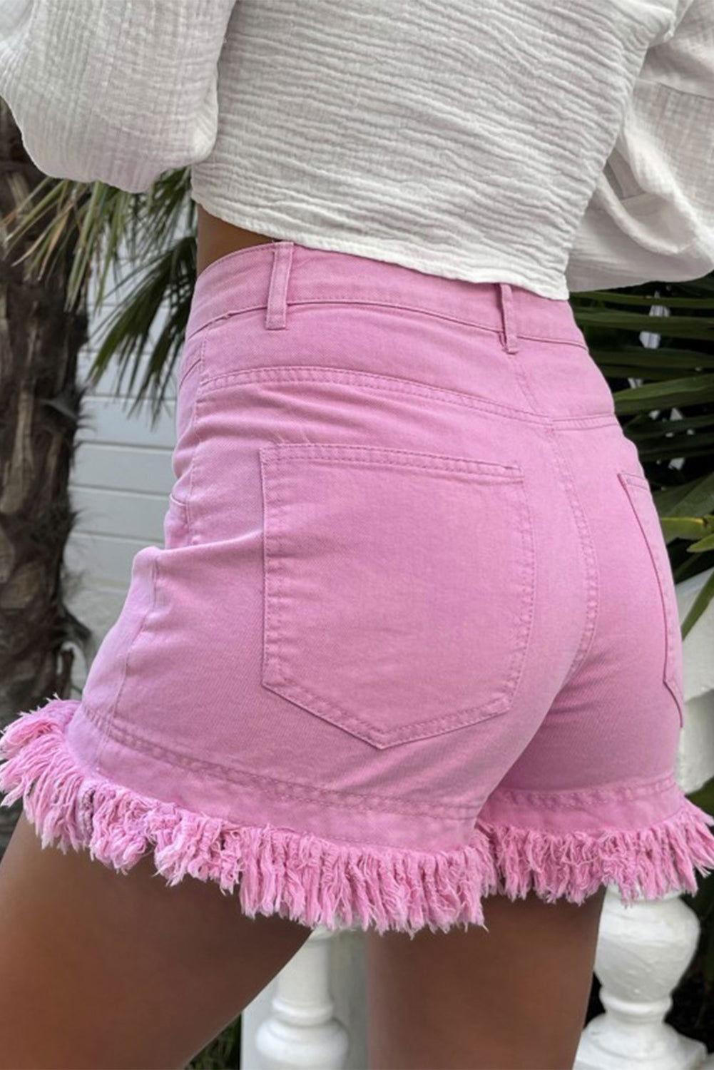 Raw Hem High Waist Denim Shorts - Clothes For Her Online Store