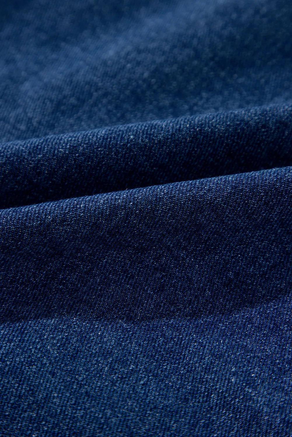 Raw Hem Long Sleeve Denim Jacket - Clothes For Her Online Store