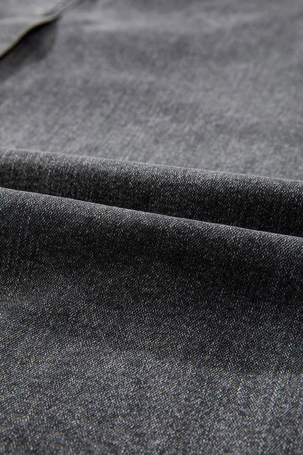 Raw Hem Midi Denim Skirt with Pockets - Clothes For Her Online Store