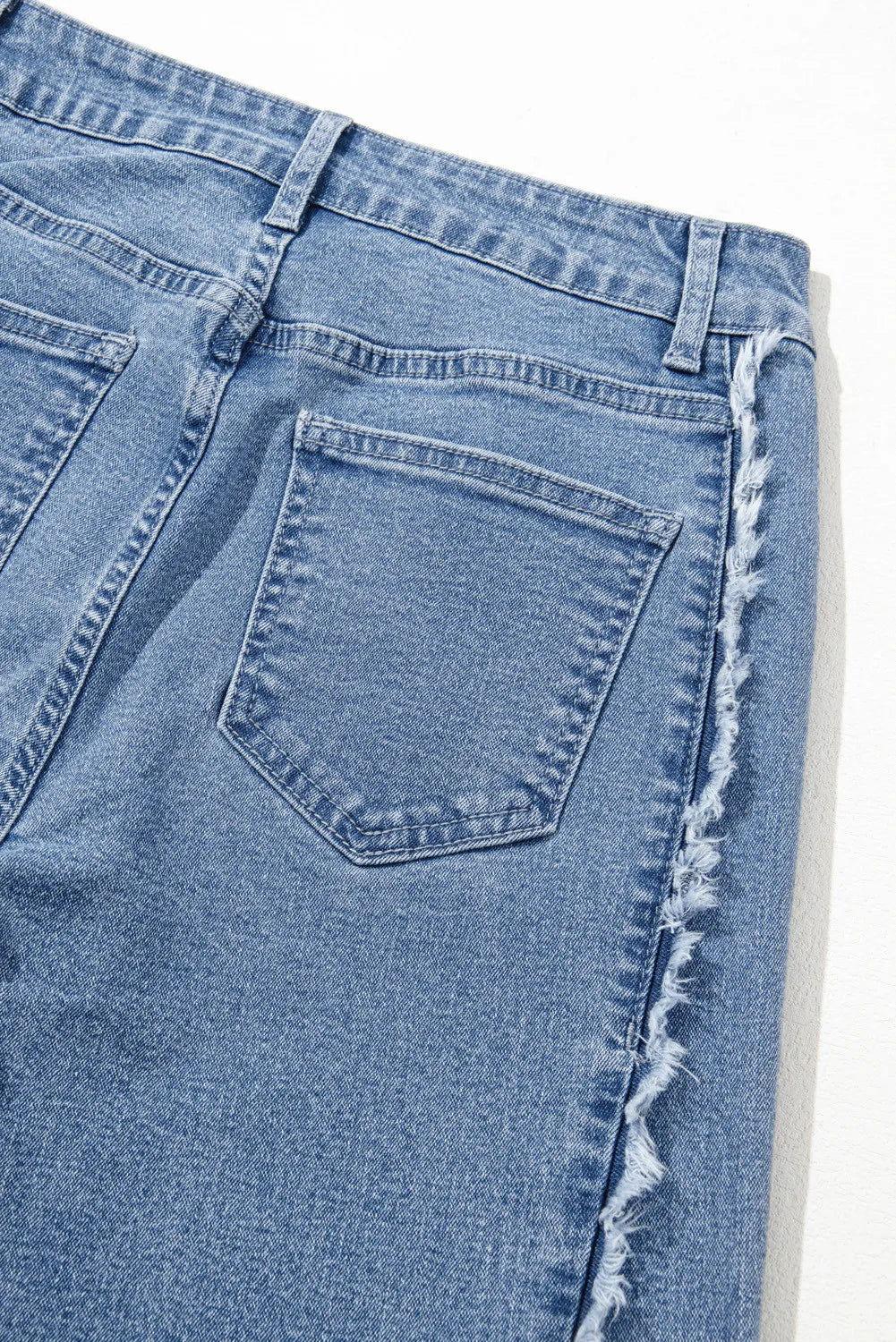 Raw Hem Wide Leg Jeans with Pockets - Clothes For Her Online Store