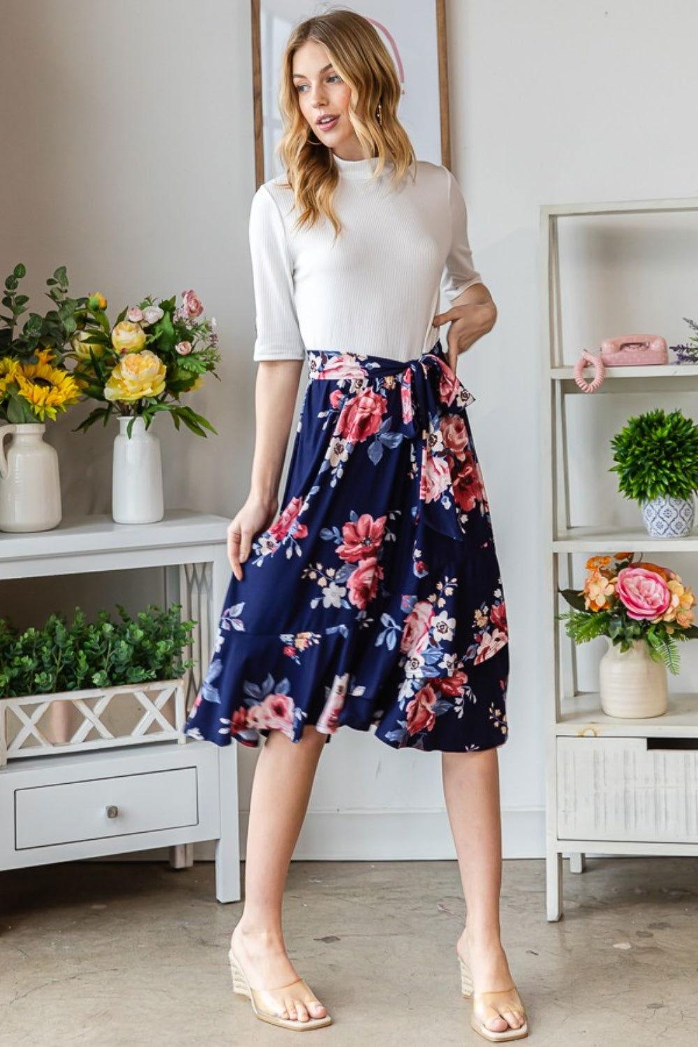 Reborn J Floral Wrap Ruffled Skirt - Clothes For Her Online Store