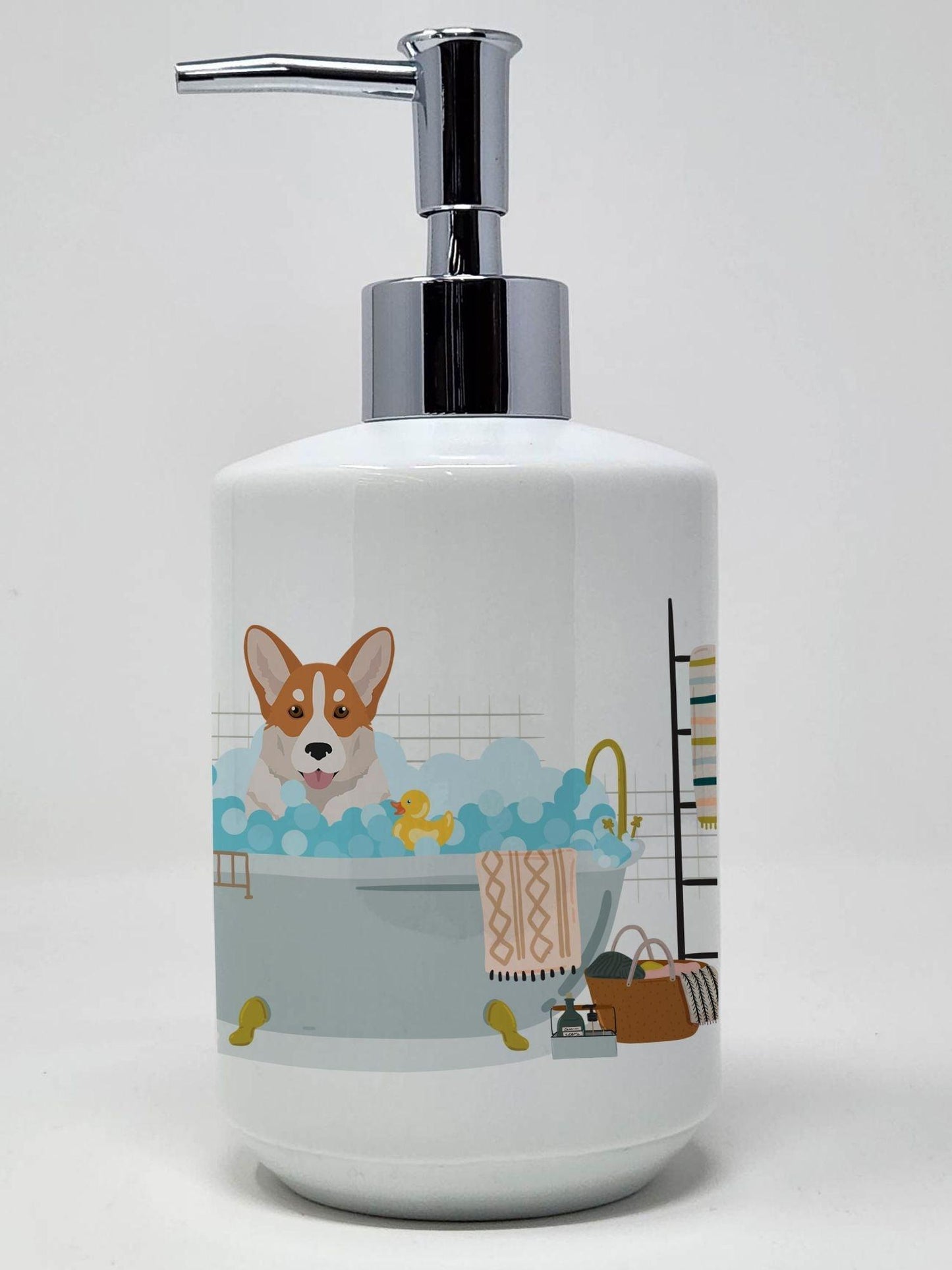 Red Cardigan Corgi Ceramic Soap Dispenser Hand Soap Dispenser Pump Bottles for Bathroom Kitchen, Empty Refillable Liquid Soap Container - Clothes For Her Online Store