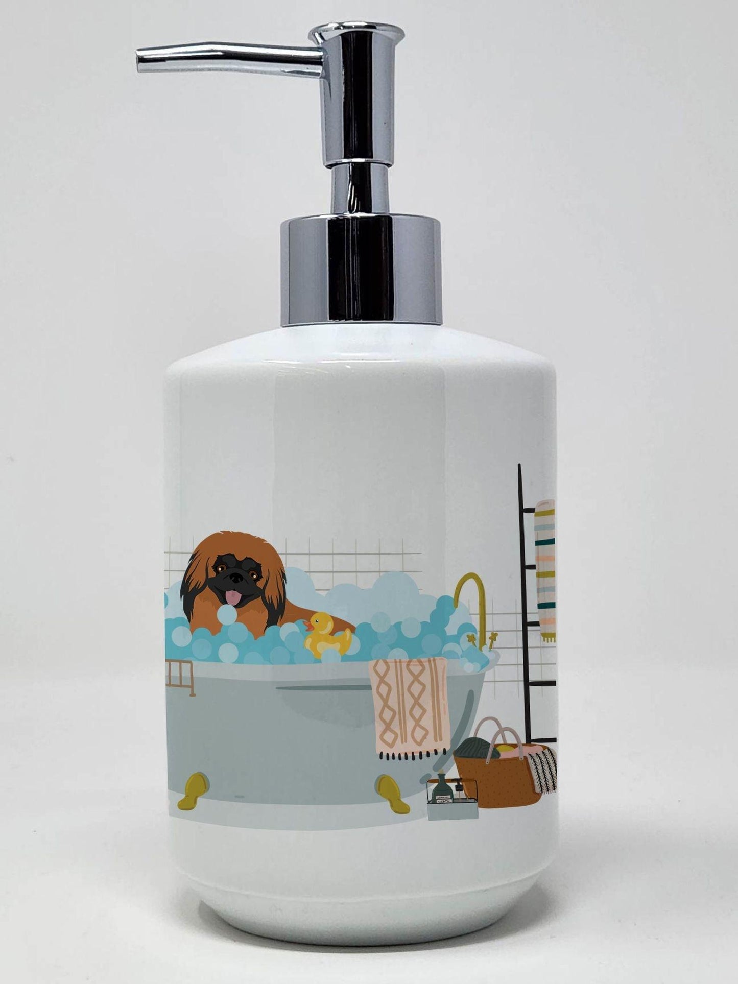 Red Pekingese Ceramic Soap Dispenser Hand Soap Dispenser Pump Bottles for Bathroom Kitchen, Empty Refillable Liquid Soap Container - Clothes For Her Online Store