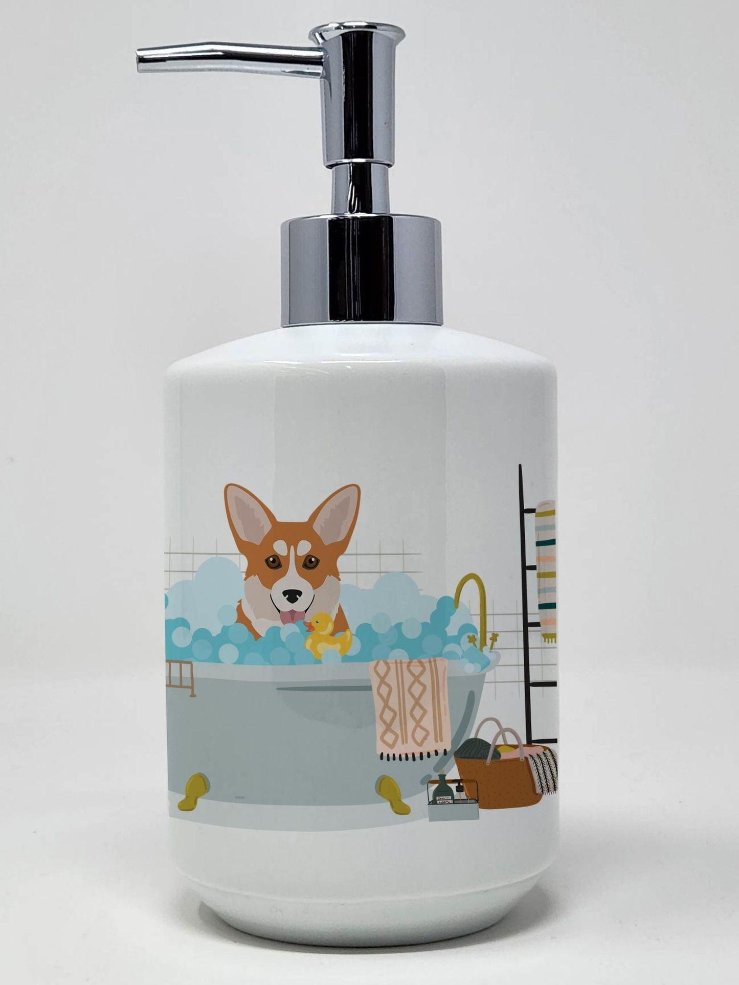 Red Pembroke Corgi Ceramic Soap Dispenser Hand Soap Dispenser Pump Bottles for Bathroom Kitchen, Empty Refillable Liquid Soap Container - Clothes For Her Online Store