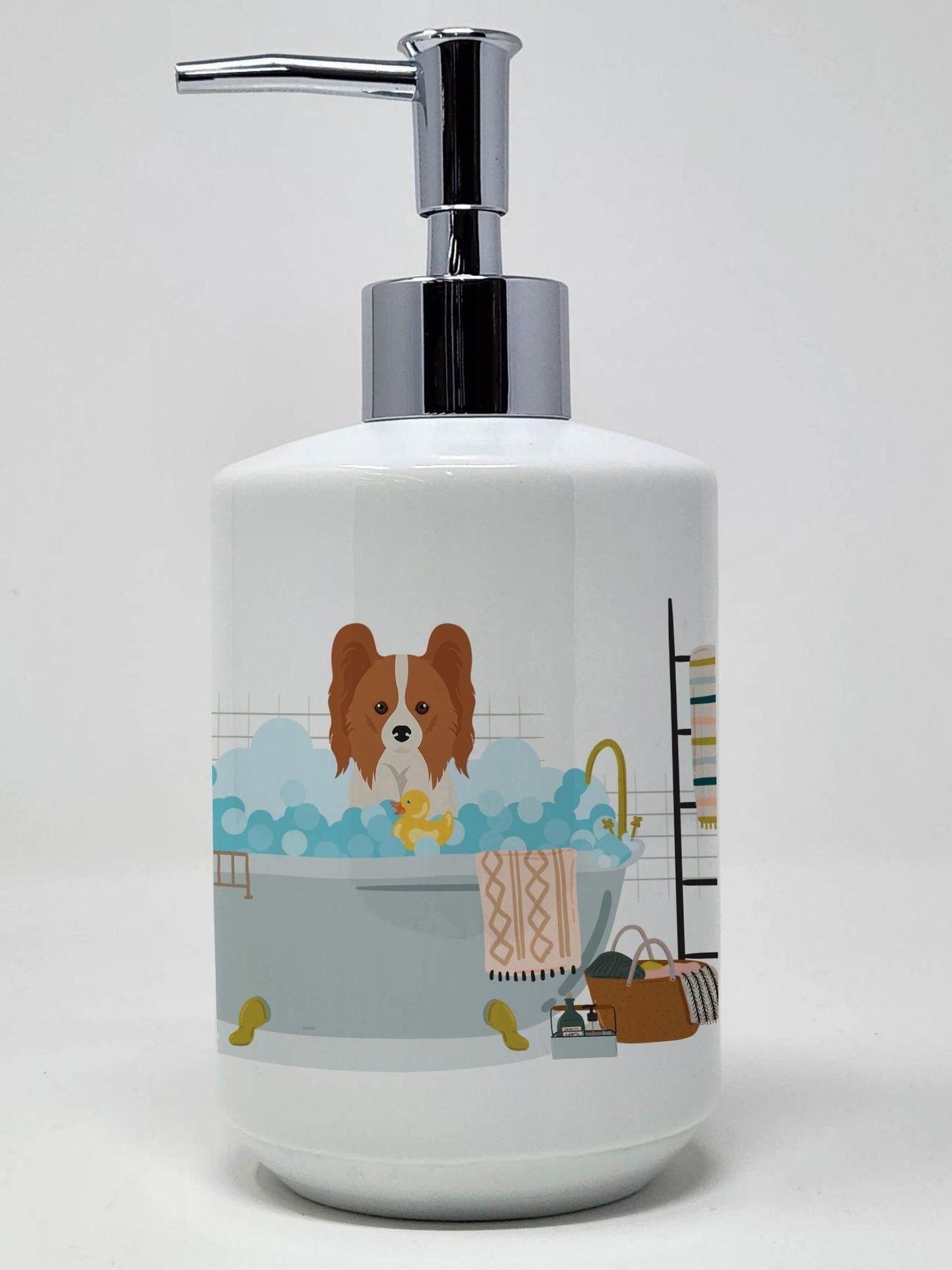 Red and White Papillon Ceramic Soap Dispenser Hand Soap Dispenser Pump Bottles for Bathroom Kitchen, Empty Refillable Liquid Soap Container - Clothes For Her Online Store