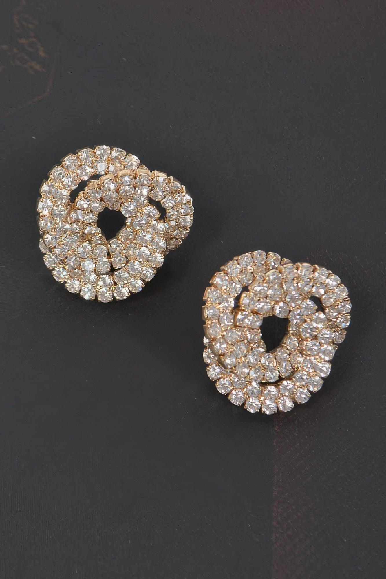 Rhinestone Button Earring - Clothes For Her Online Store