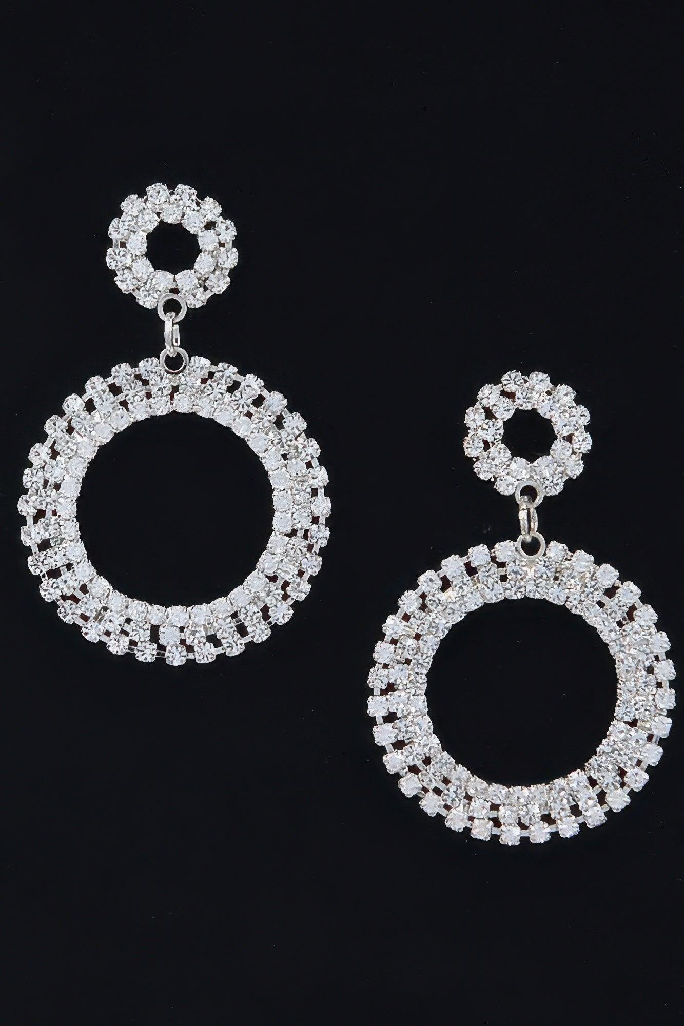Rhinestone Round Circle Dangle Earring - Clothes For Her Online Store