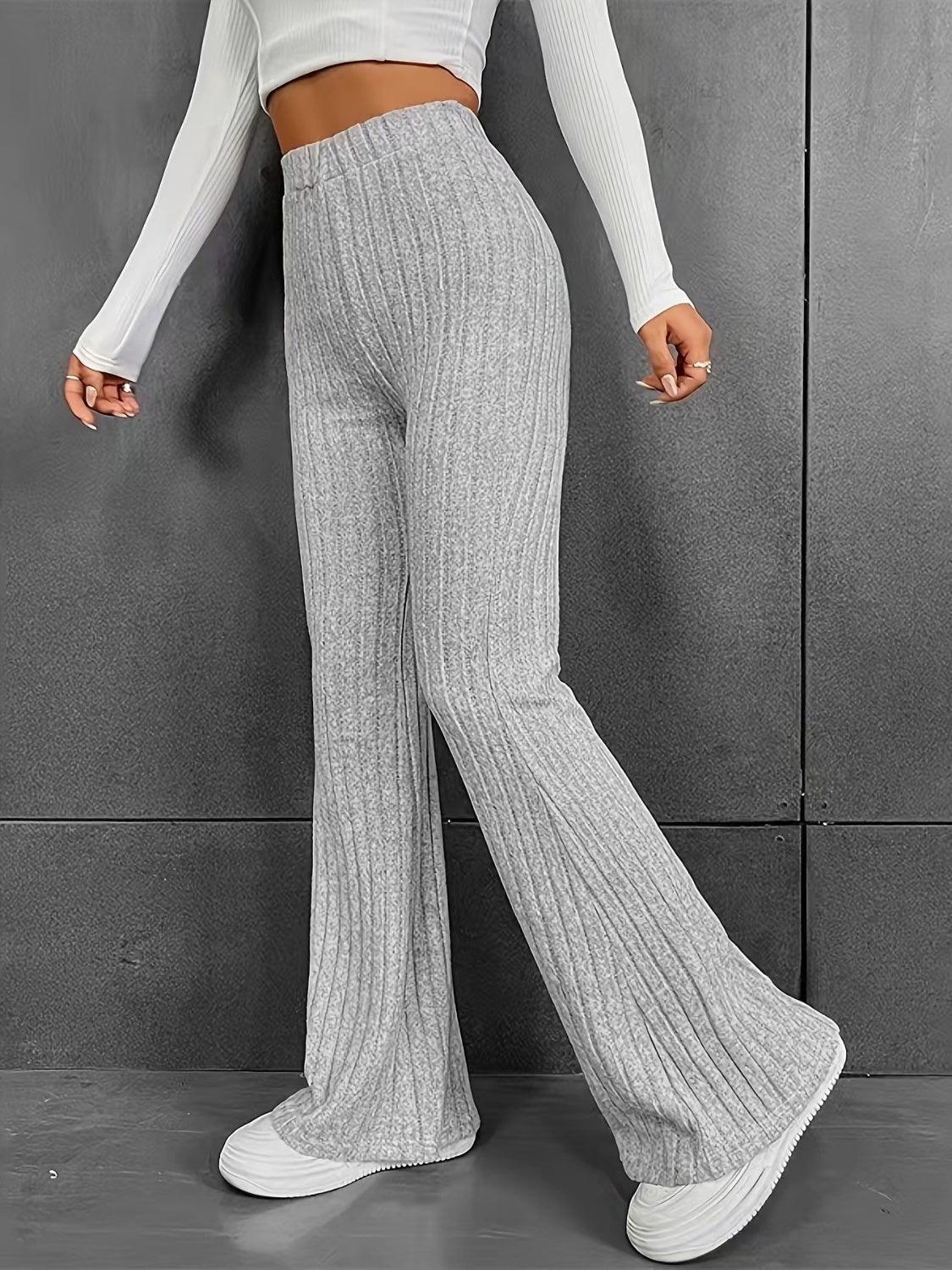 Ribbed High Waist Bootcut Pants - Clothes For Her Online Store