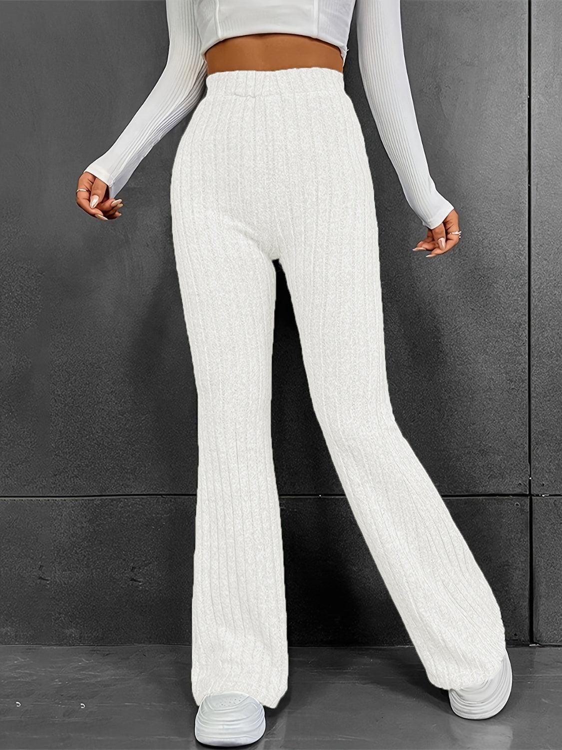 Ribbed High Waist Bootcut Pants - Clothes For Her Online Store