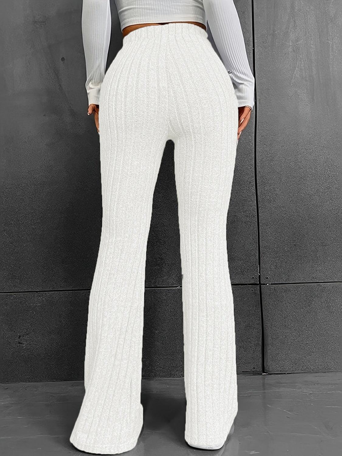 Ribbed High Waist Bootcut Pants - Clothes For Her Online Store