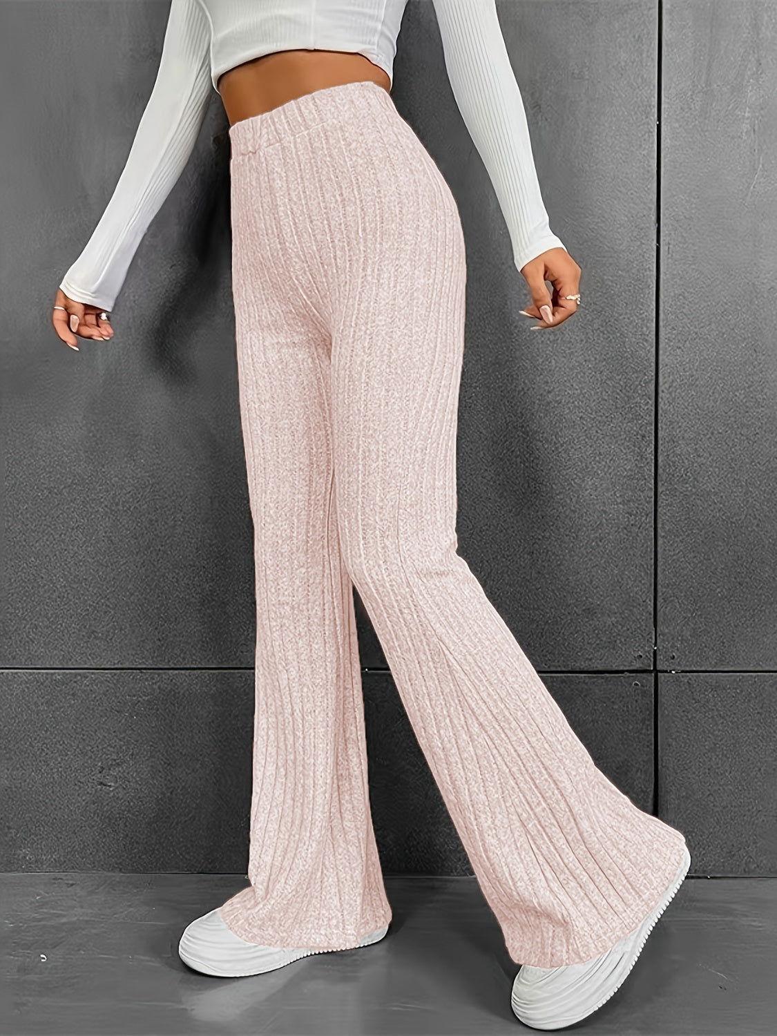Ribbed High Waist Bootcut Pants - Clothes For Her Online Store