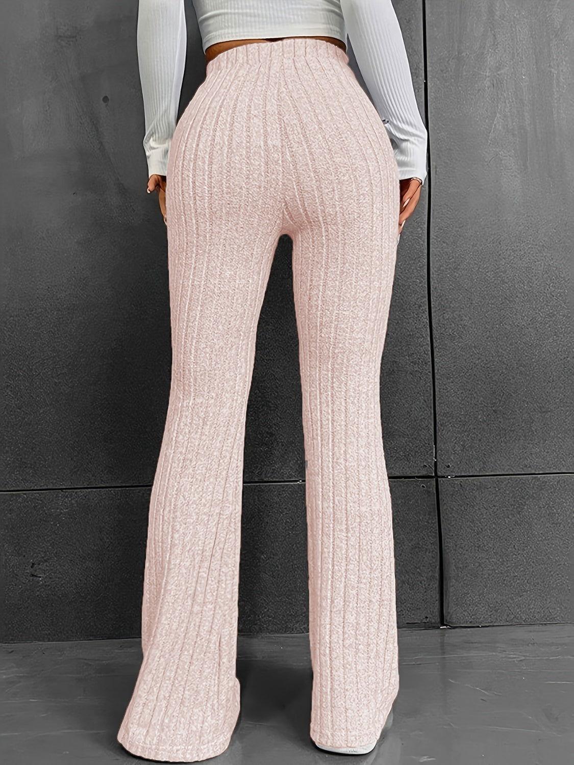 Ribbed High Waist Bootcut Pants - Clothes For Her Online Store