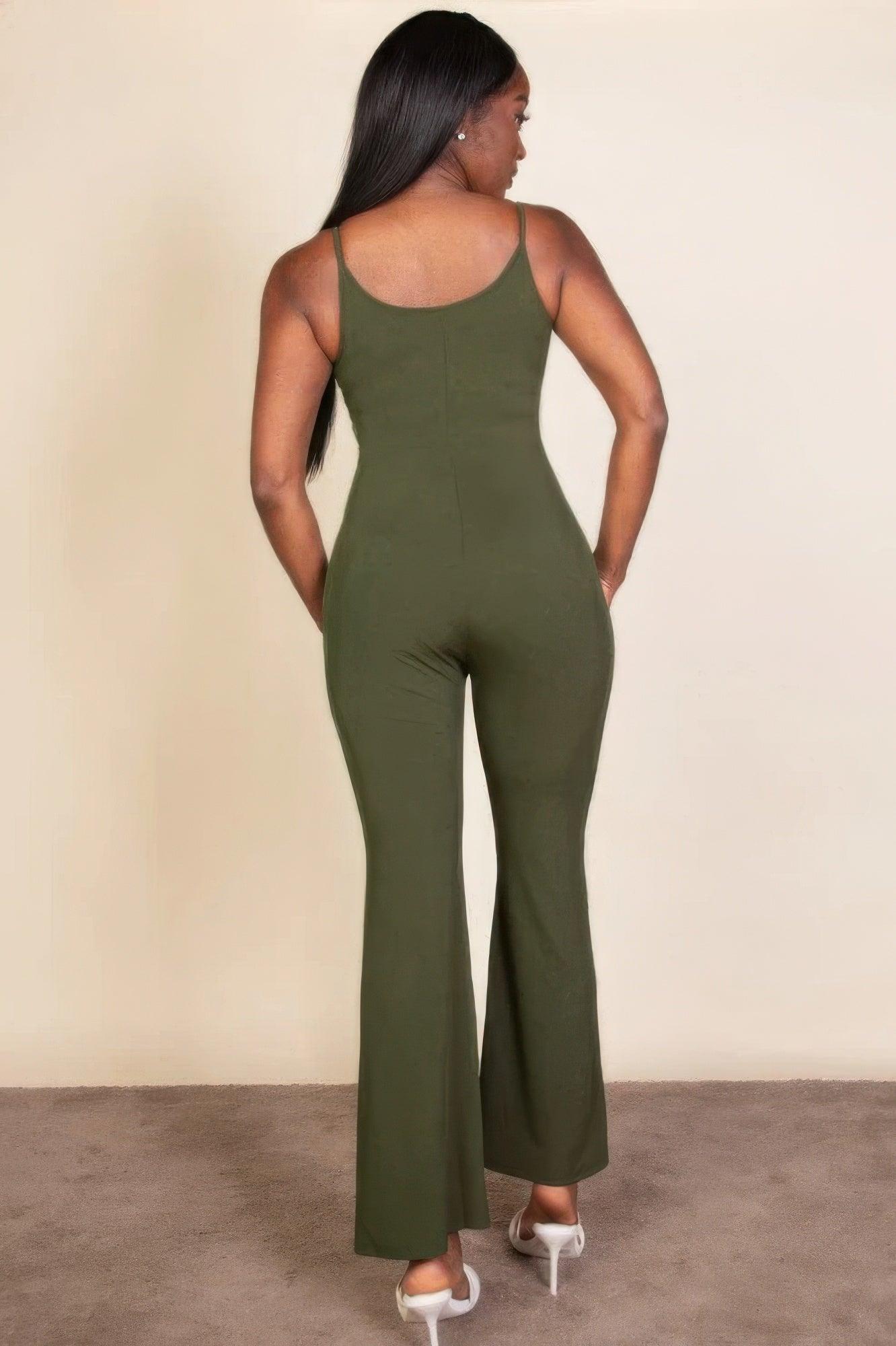Ribbed sleeveless wide leg jumpsuit - Clothes For Her Online Store