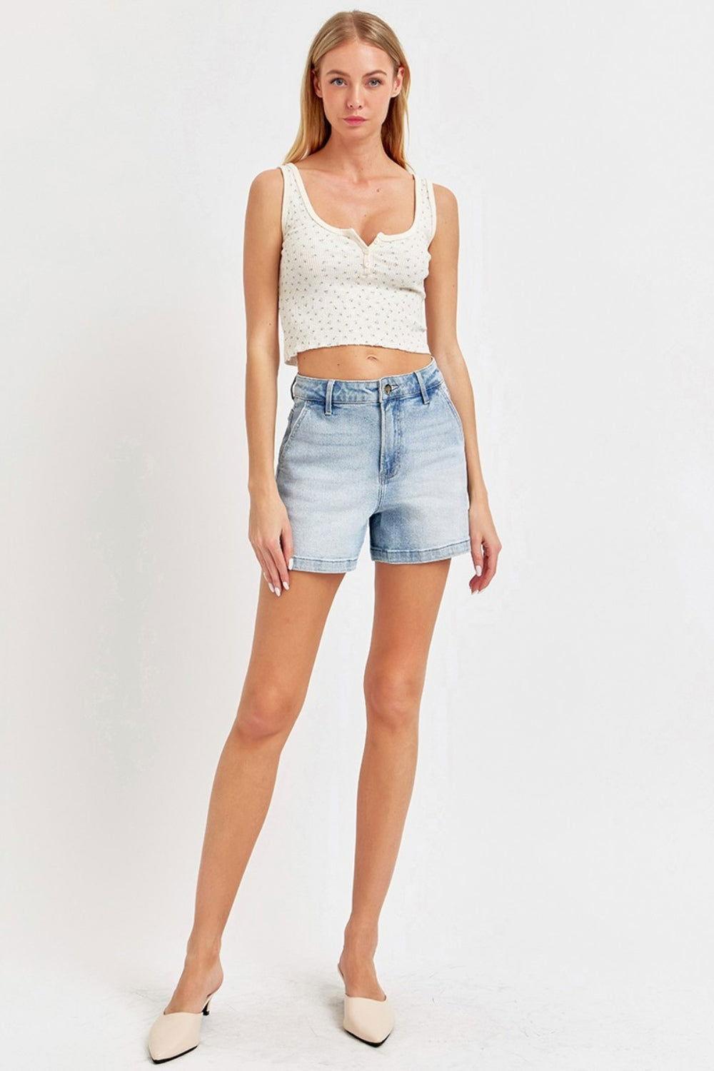 Risen Full Size High Rise Denim Shorts - Clothes For Her Online Store