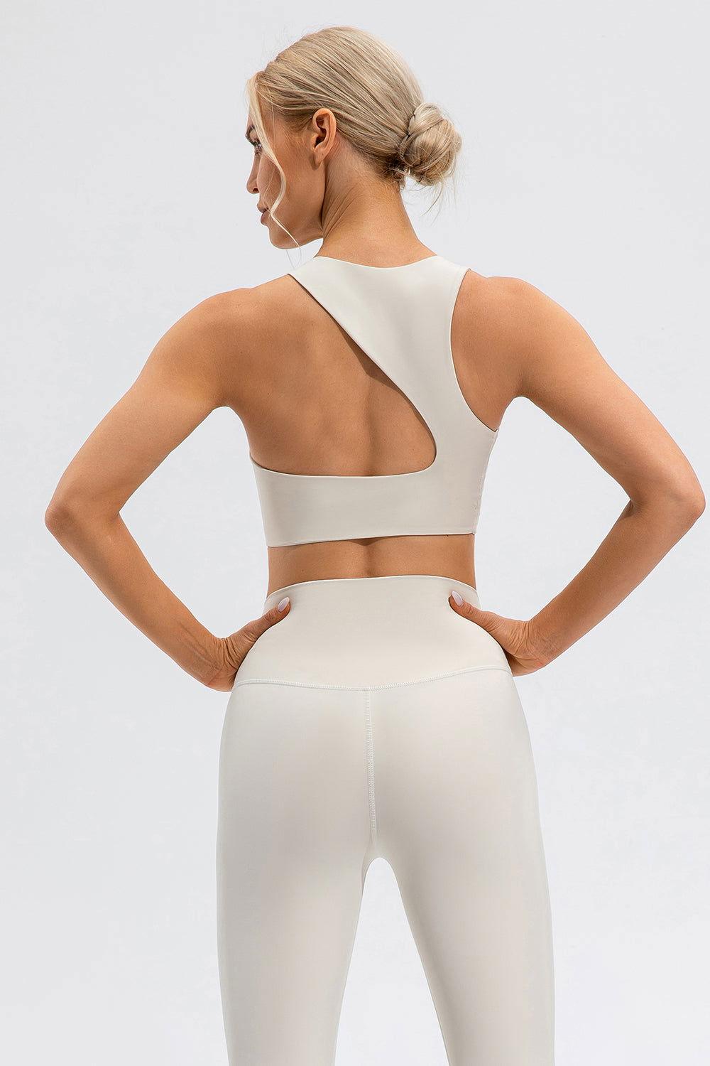 Round Neck Cutout Cropped Active Tank - Clothes For Her Online Store