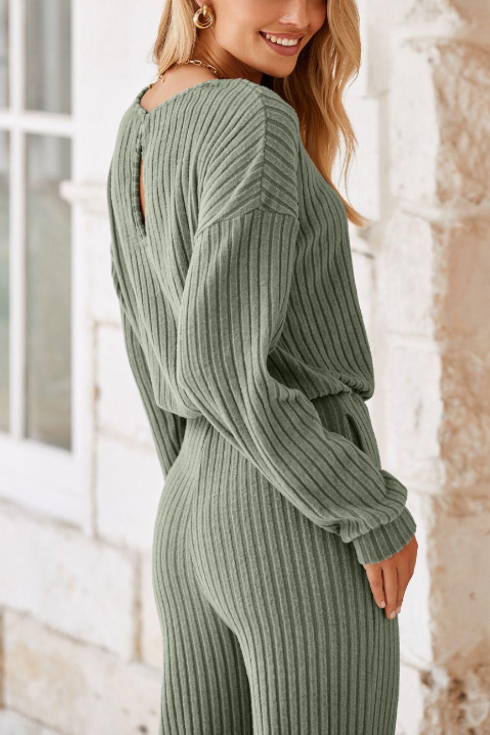 Round Neck Long Sleeve Jumpsuit - Clothes For Her Online Store