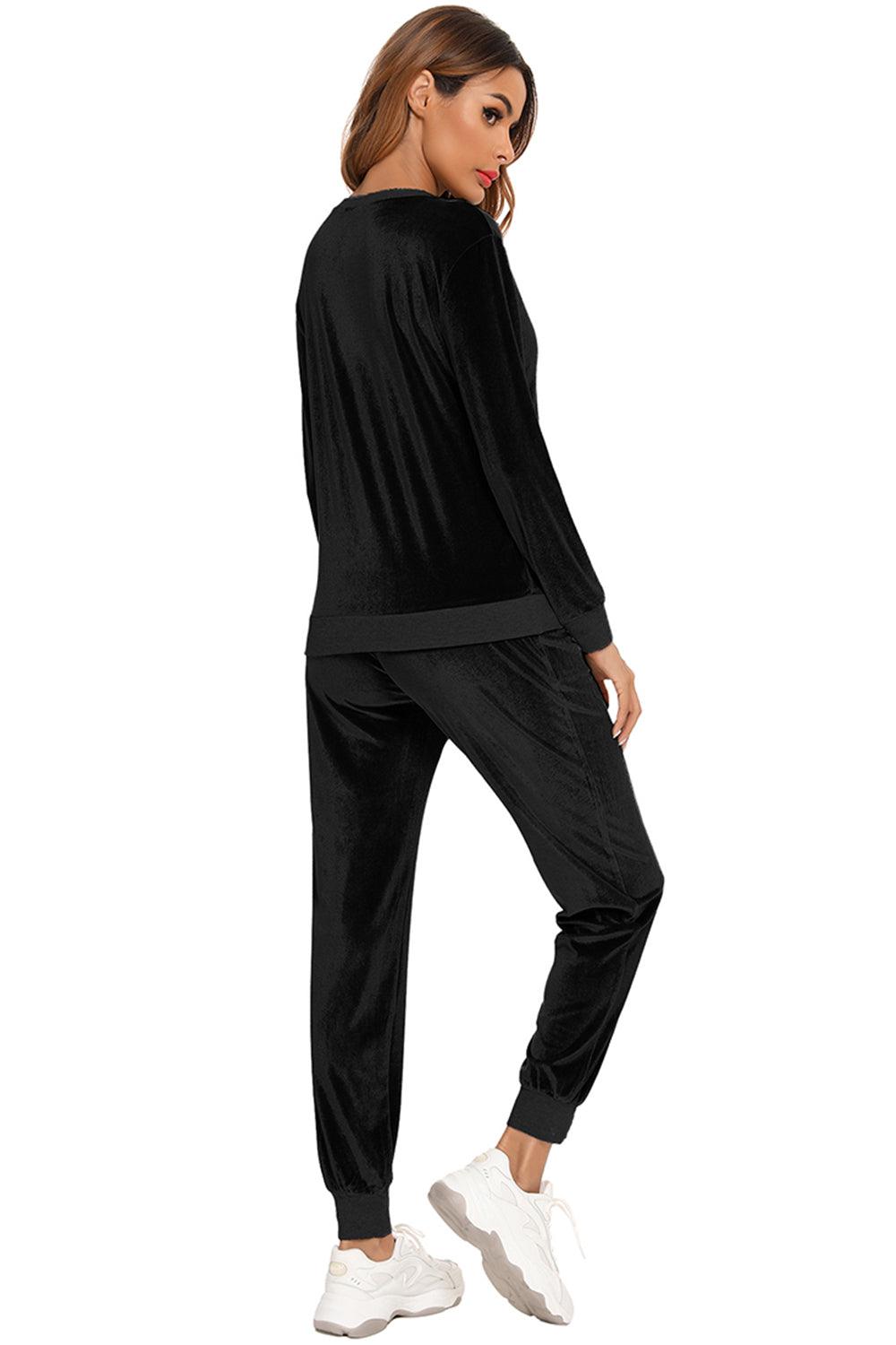 Round Neck Long Sleeve Loungewear Set with Pockets - Clothes For Her Online Store