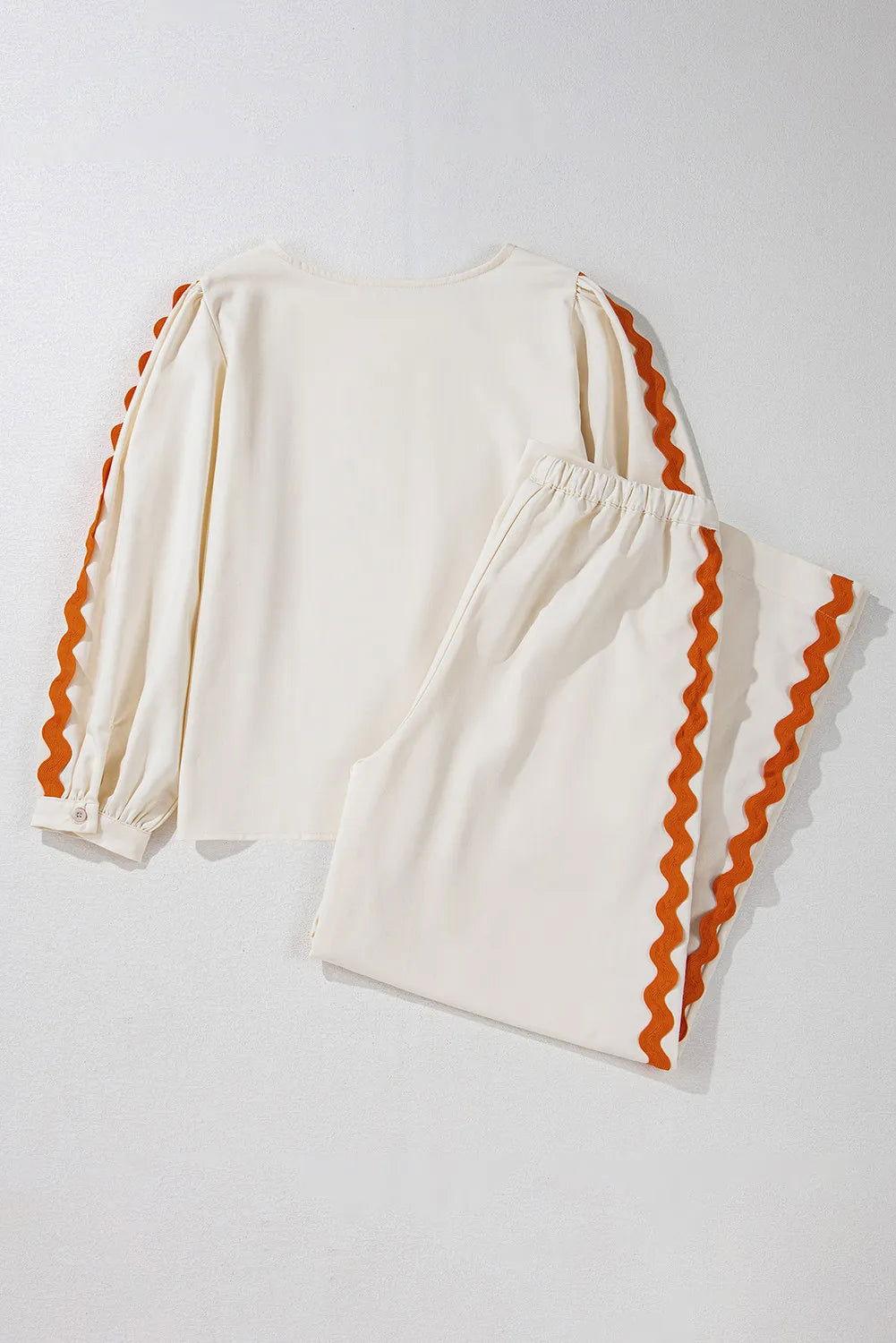 Round Neck Long Sleeve Top and Drawstring Pants Set - Clothes For Her Online Store