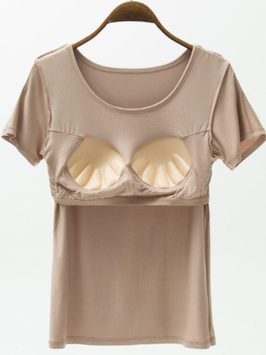 Round Neck Modal T-Shirt with Bra - Clothes For Her Online Store