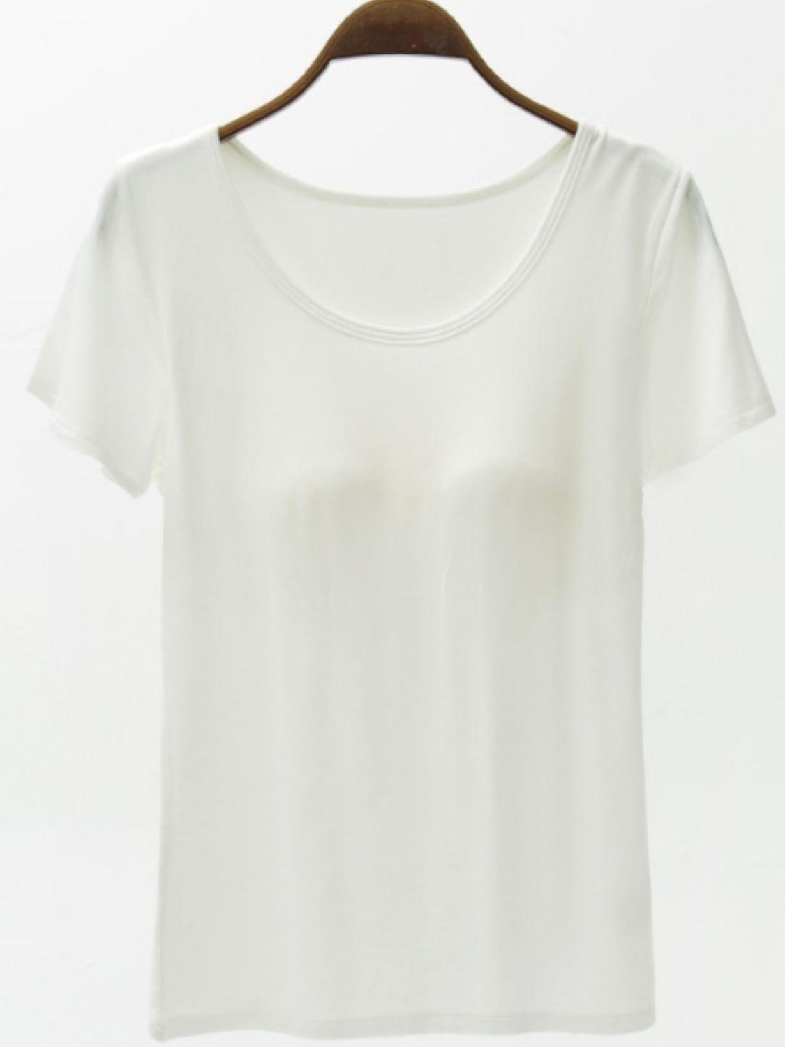 Round Neck Modal T-Shirt with Bra - Clothes For Her Online Store