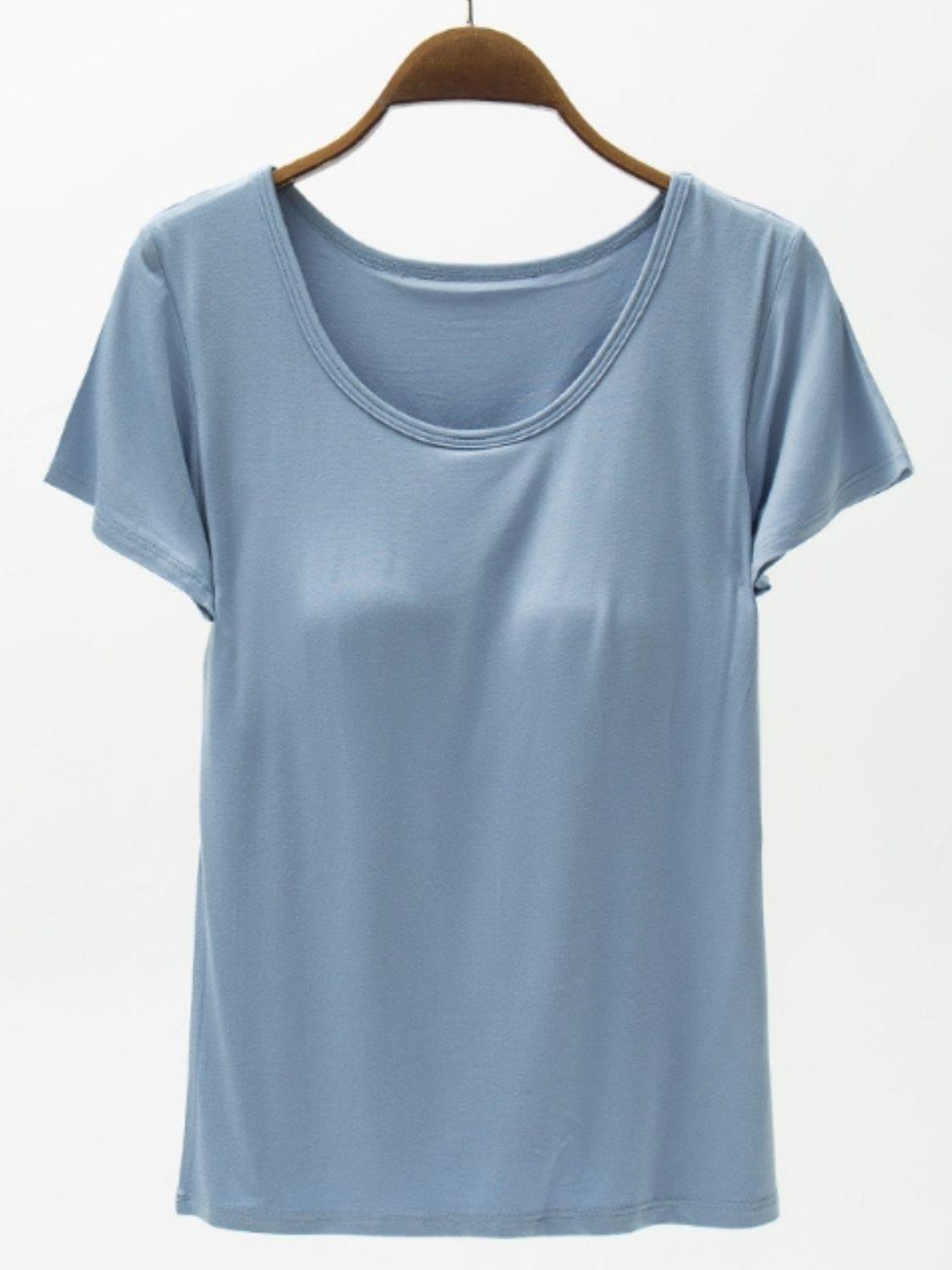 Round Neck Modal T-Shirt with Bra - Clothes For Her Online Store