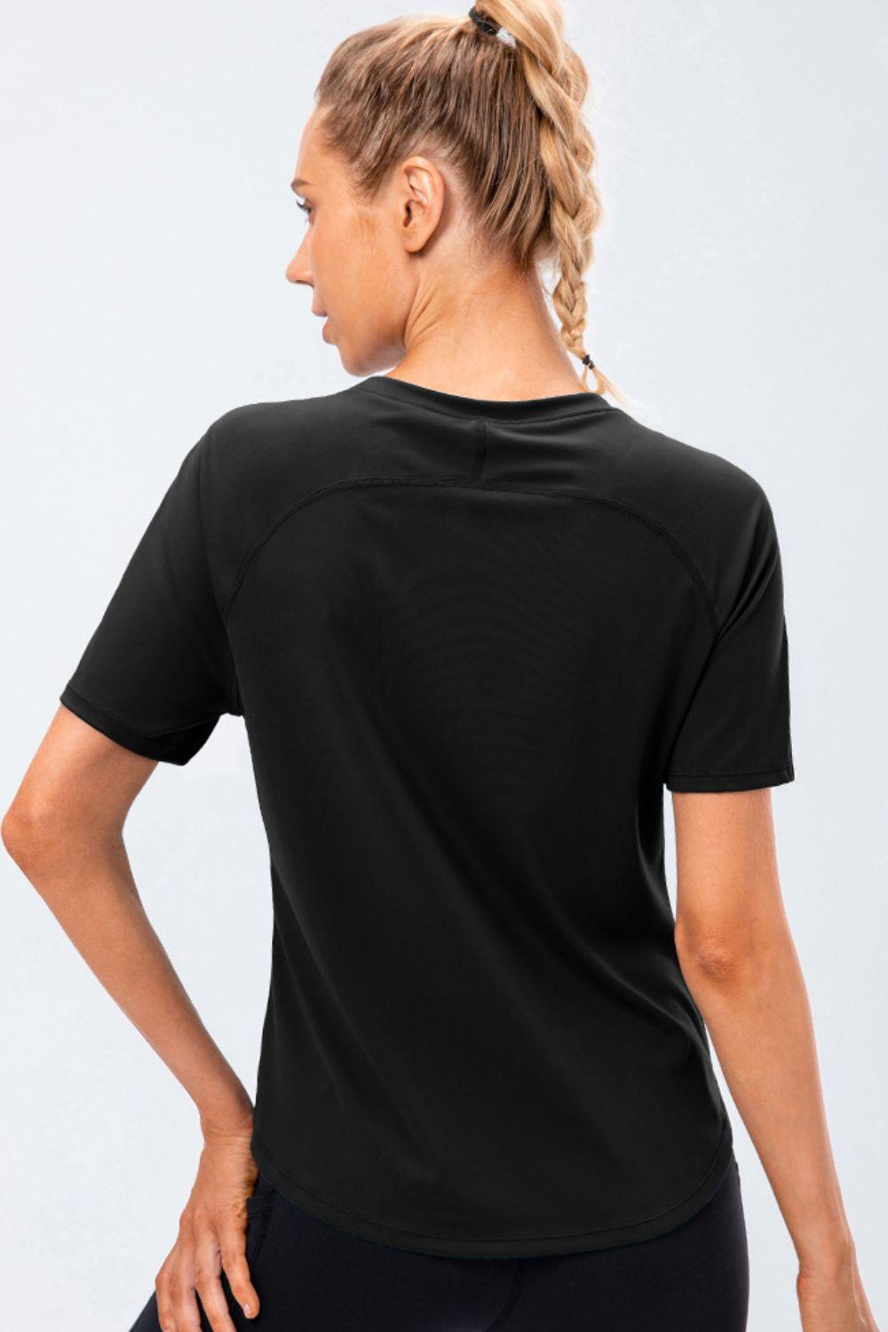 Round Neck Raglan Sleeve Active Tee - Clothes For Her Online Store