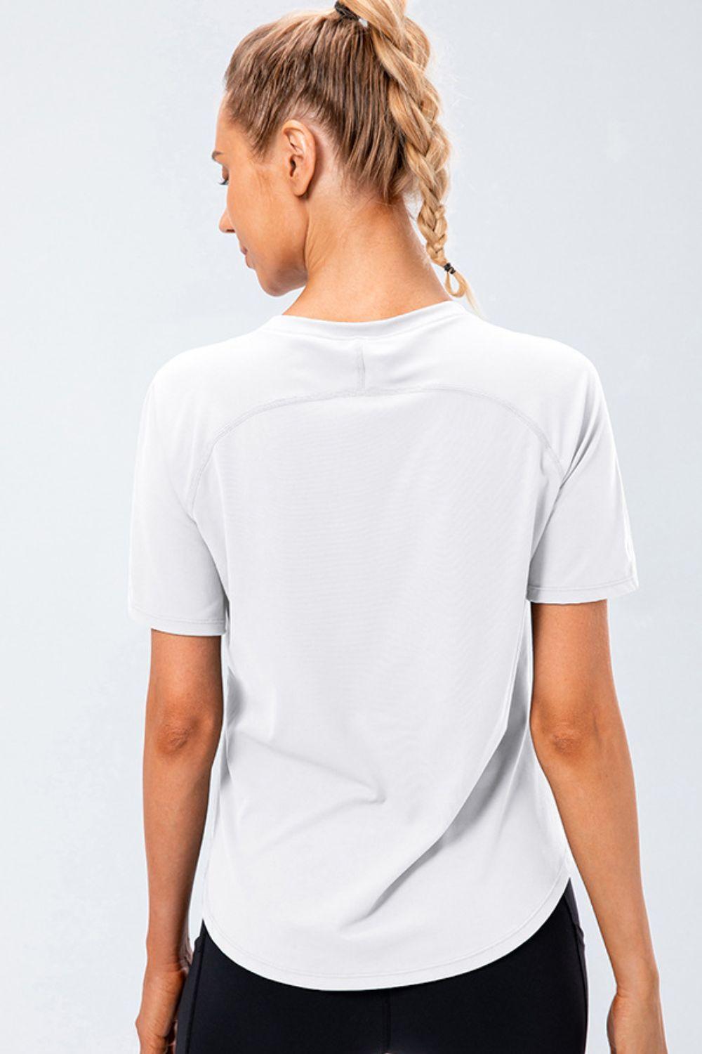 Round Neck Raglan Sleeve Active Tee - Clothes For Her Online Store