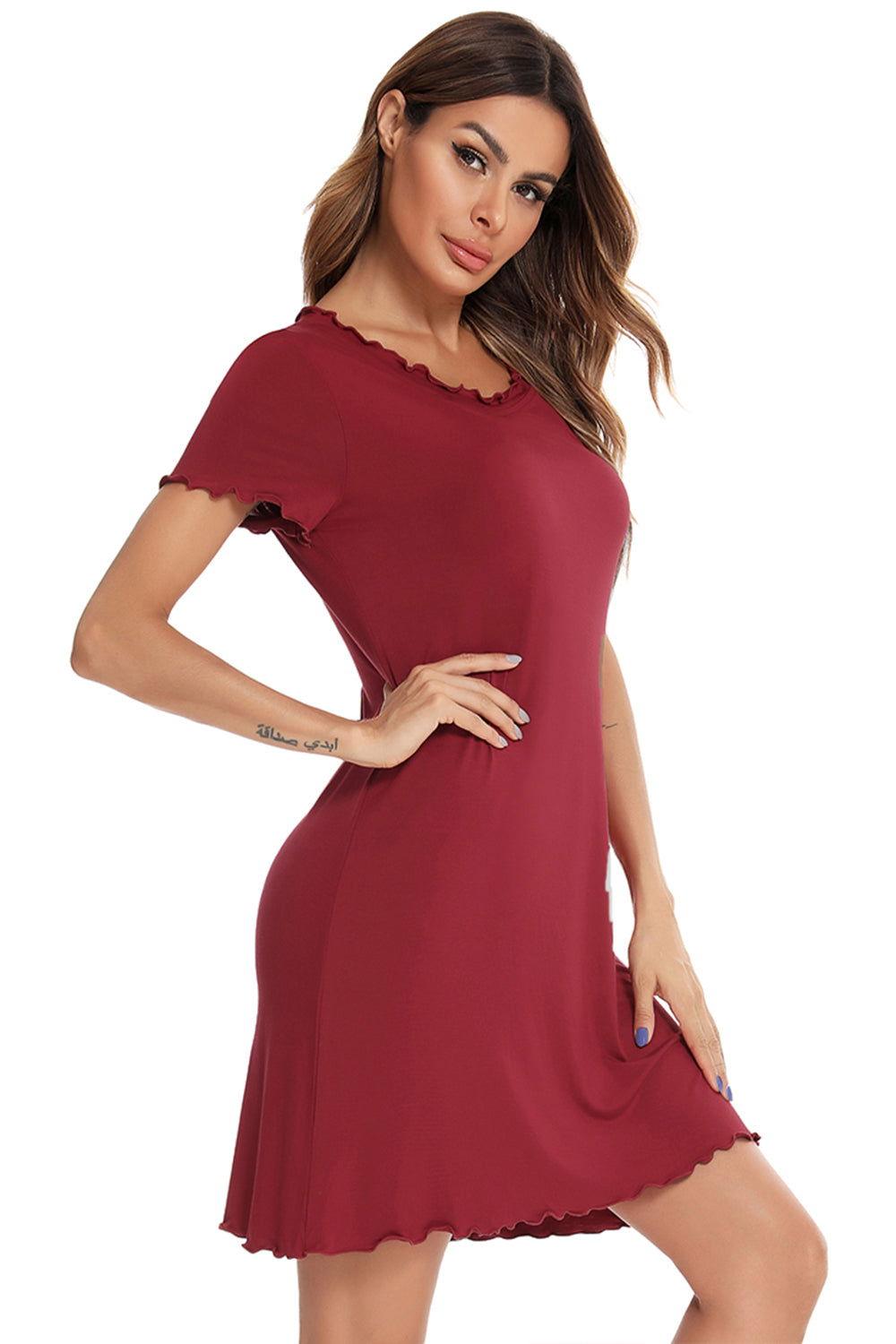 Round Neck Short Sleeve Lounge Dress - Clothes For Her Online Store