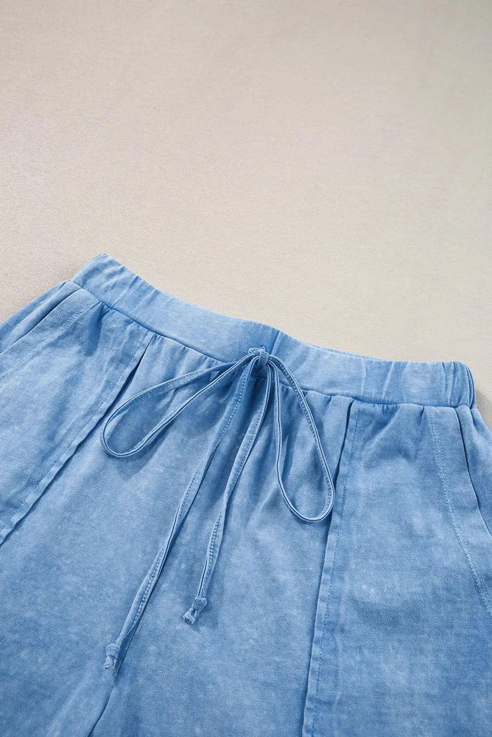 Round Neck Short Sleeve Top and Shorts Set - Clothes For Her Online Store